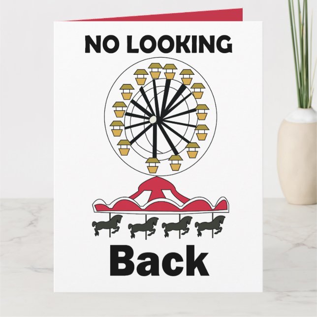 Carousel Ride No Looking Back Inspirational Quote Card (Front)