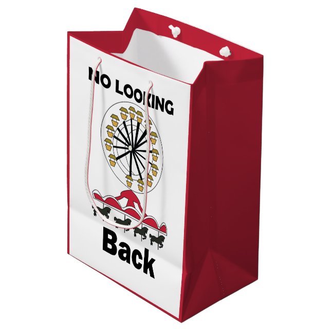 Carousel Ride No Looking Back Inspirational Quote Medium Gift Bag (Front Angled)