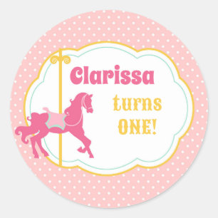 Carousel Stickers - Pink Gold Mint Cute Polka Dot