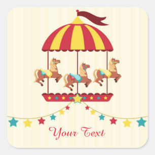 Carousel with Star Bunting Square Sticker