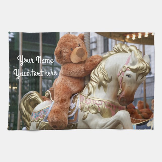 Carousel with Teddy Bear Kitchen Towel (Horizontal)