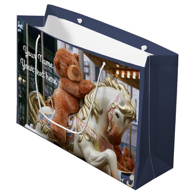 Carousel with Teddy Bear Large Gift Bag (Front Angled)