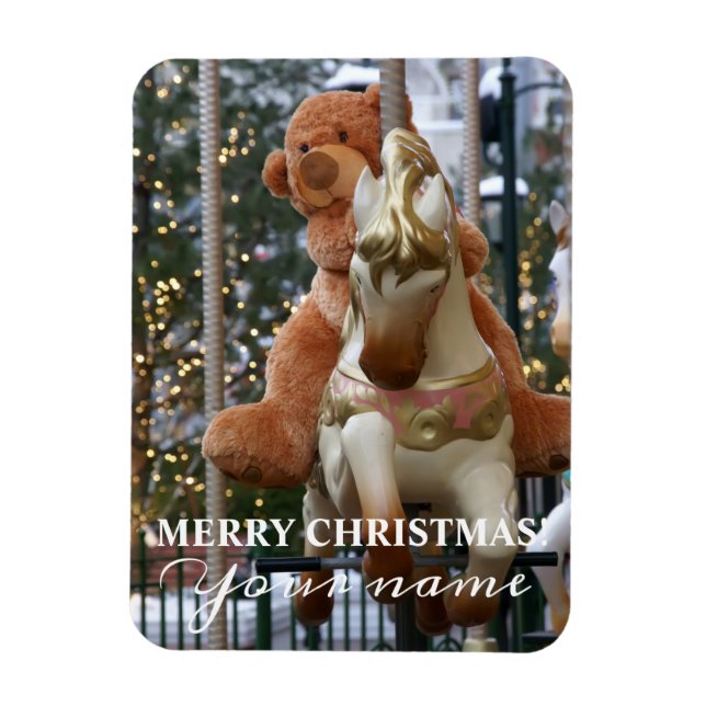 Carousel with Teddy Bear Magnet (Vertical)