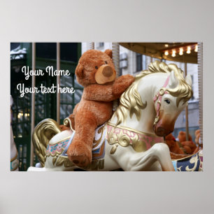 Carousel with Teddy Bear Poster