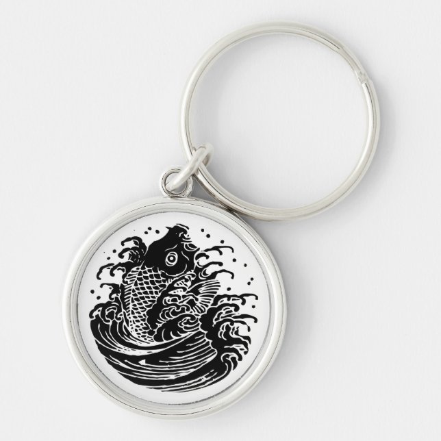 Carp and water keychain (Front)