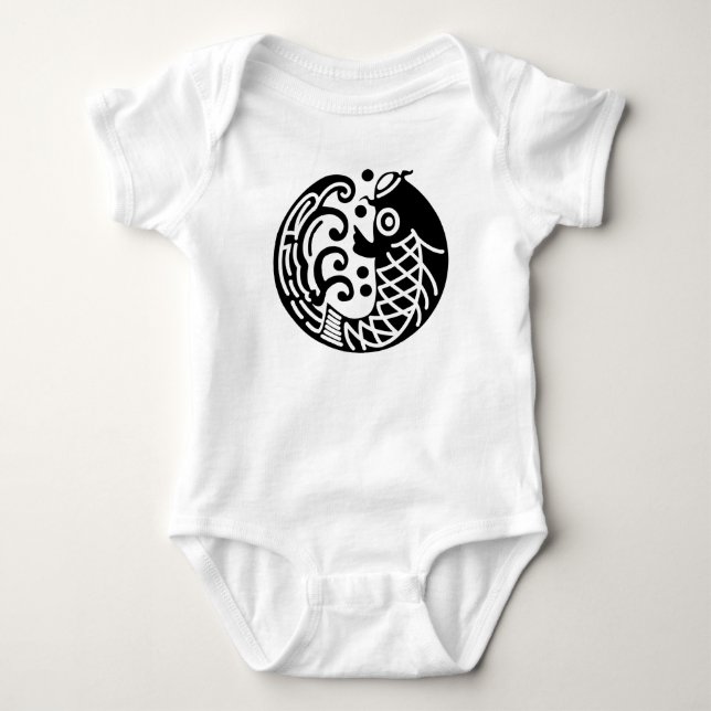 Carp and wave baby bodysuit (Front)