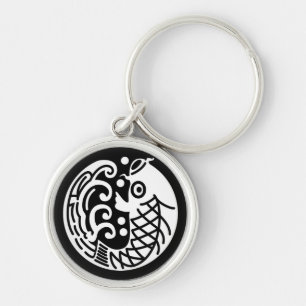 Carp and wave keychain