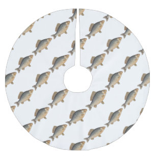 Carp fish fishing painting freshwater brushed polyester tree skirt