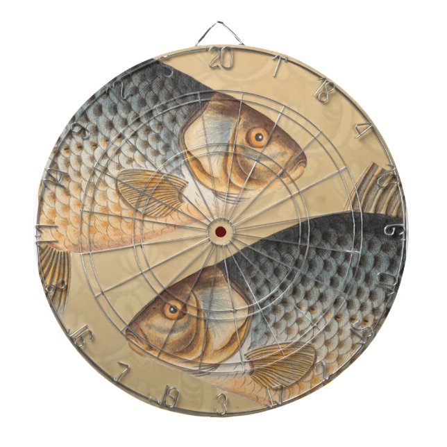 Carp fish fishing painting freshwater dartboard (Front)