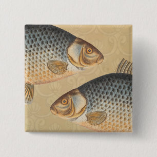 Carp fish fishing painting freshwater drawing 2 inch square button