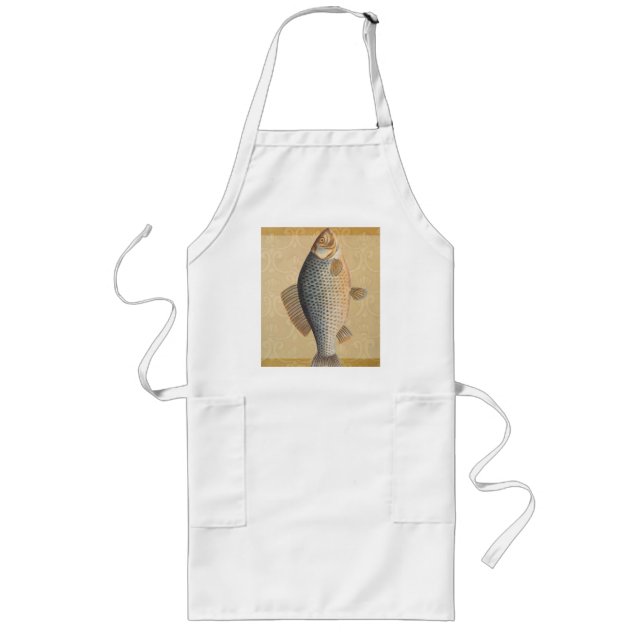 Carp fish fishing painting freshwater drawing  long apron (Front)