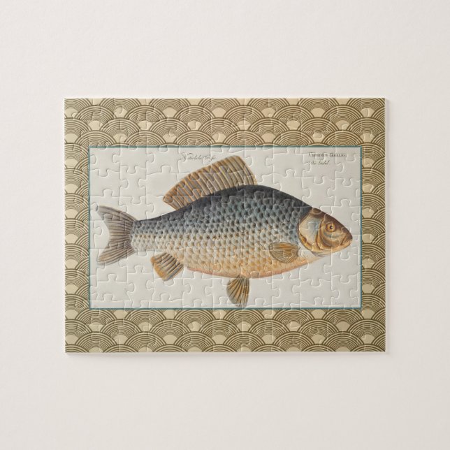 Carp fish fishing painting freshwater jigsaw puzzle (Horizontal)