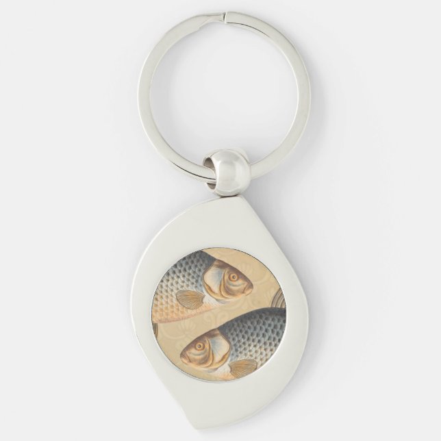Carp fish fishing painting freshwater keychain (Front)