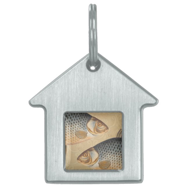 Carp fish fishing painting freshwater pet name tag (Front)