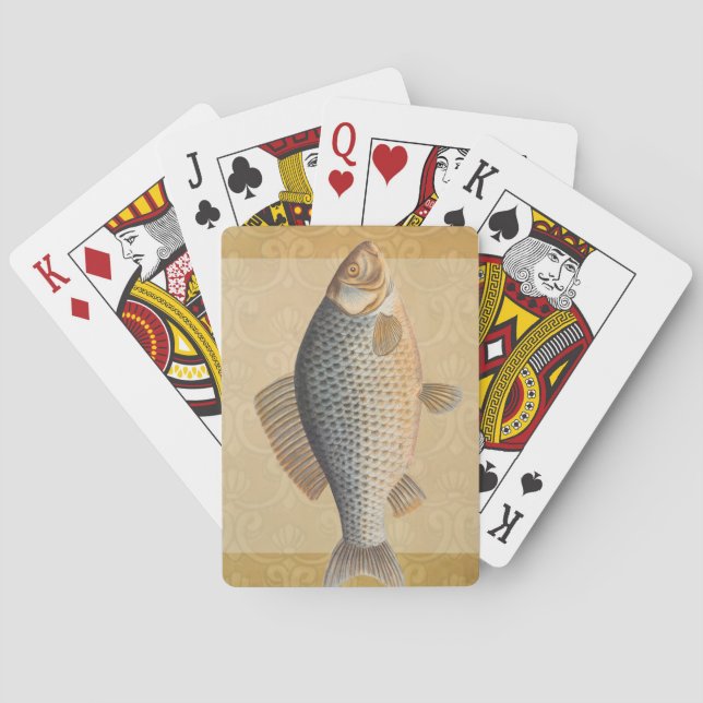 Carp fish fishing painting freshwater playing cards (Back)