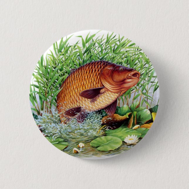 Carp Fishing 2 Inch Round Button (Front)