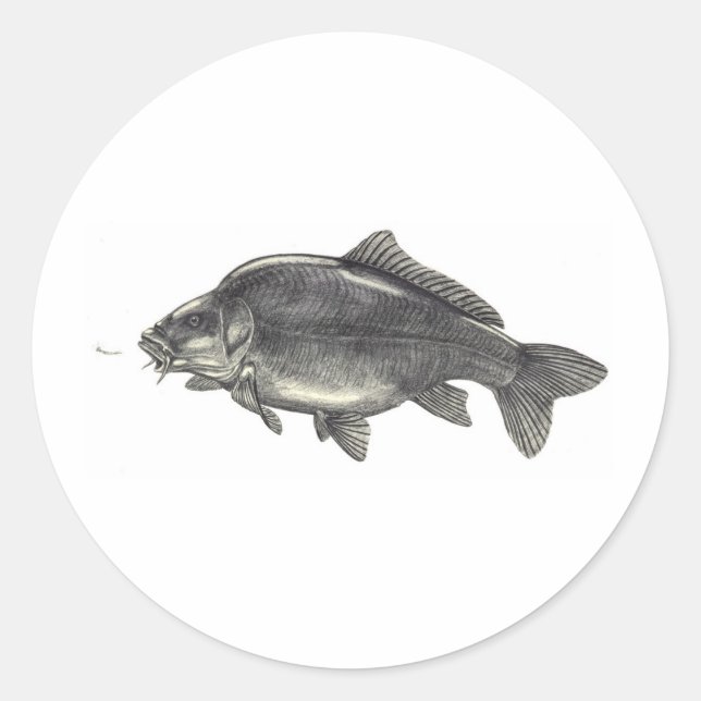 Carp Fishing Classic Round Sticker (Front)