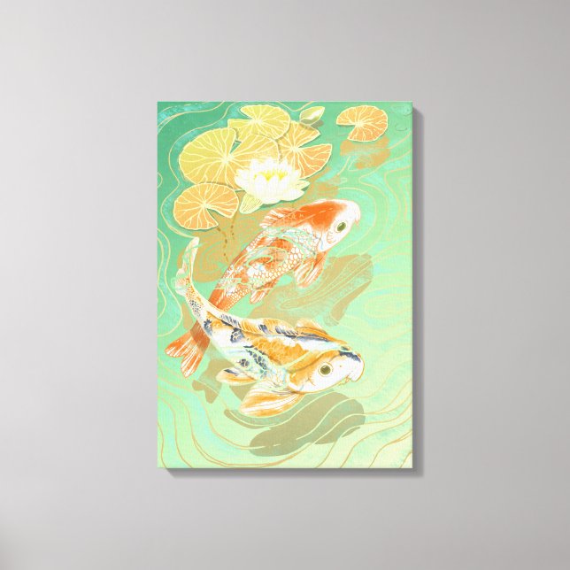 Carp Koi Fish Water Lily Pond Canvas Print (Front)