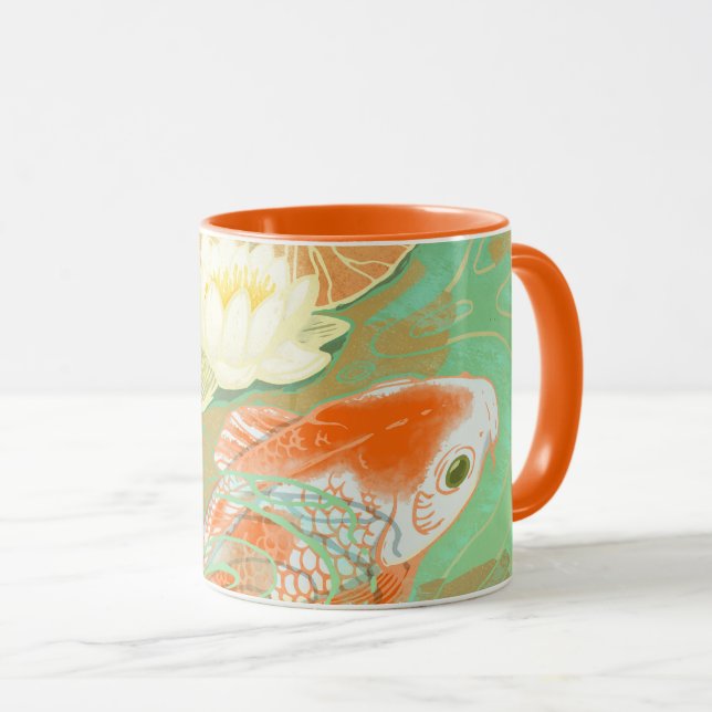 Carp Koi Fish Water Lily Pond Combo Mug (Front Right)