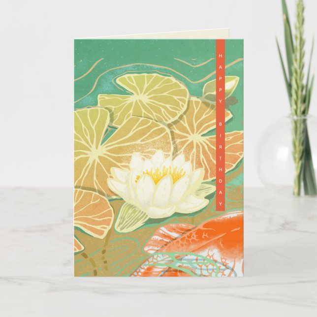 Carp Koi Fish Water Lily Pond Greeting Card (Front)