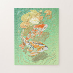 Carp Koi Fish Water Lily Pond Puzzle