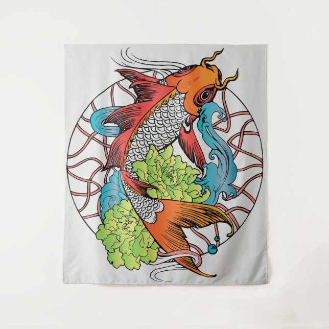 Carp Mandala Tapestry (Front)