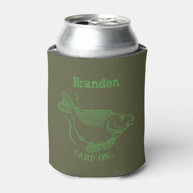 Carp On Fisherman Funny Fishing Saying Can Cooler (Can Front)