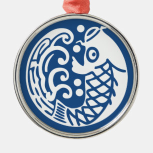 Carp wave metal ornament
