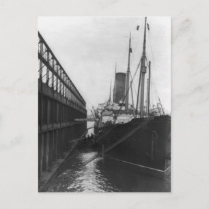 Carpathia in dock in New York 1912 Postcard