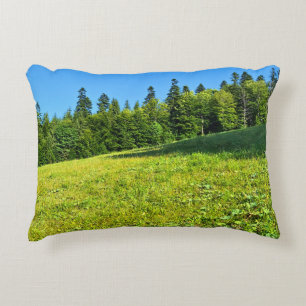 Carpathian Green Meadow – Romania Mountain Print Accent Pillow
