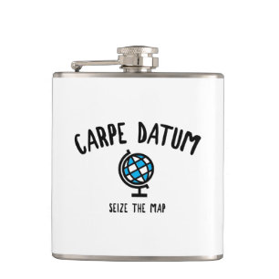 Carpe Datum Seize The Map Hip Flask