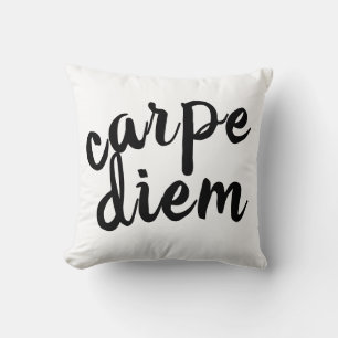 carpe diem black and white bold quote modern throw pillow