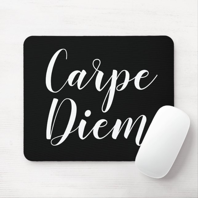 Carpe Diem black and white script typography Mouse Pad (With Mouse)