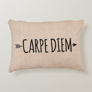 Carpe Diem Boho Arrow on Beige Accent Pillow