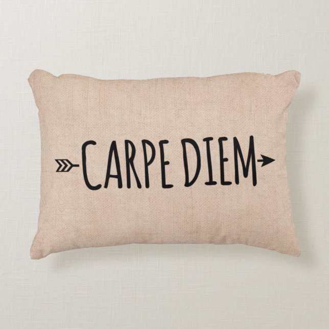 Carpe Diem Boho Arrow on Beige Accent Pillow (Front)