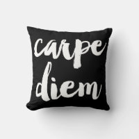 Carpe Diem Brush Typography Statement Pillow