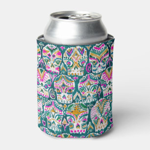 CARPE DIEM Colourful Green Sugar Skull Can Cooler