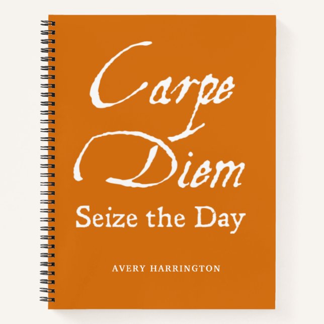 Carpe Diem Dead Poets Society Inspirational Orange Notebook (Front)