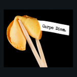 Carpe Diem Fortune Cookie Poster<br><div class="desc">Fortune cookie held by chopsticks with "Carpe Diem" or "seize the day" written on its fortune. This 1.5" photo album/scrapbook is totally customizable for you to personalize as you please!</div>
