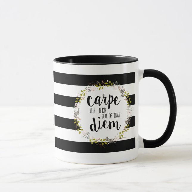 Carpe Diem Funny Inspirating Typography Quote Mug (Right)