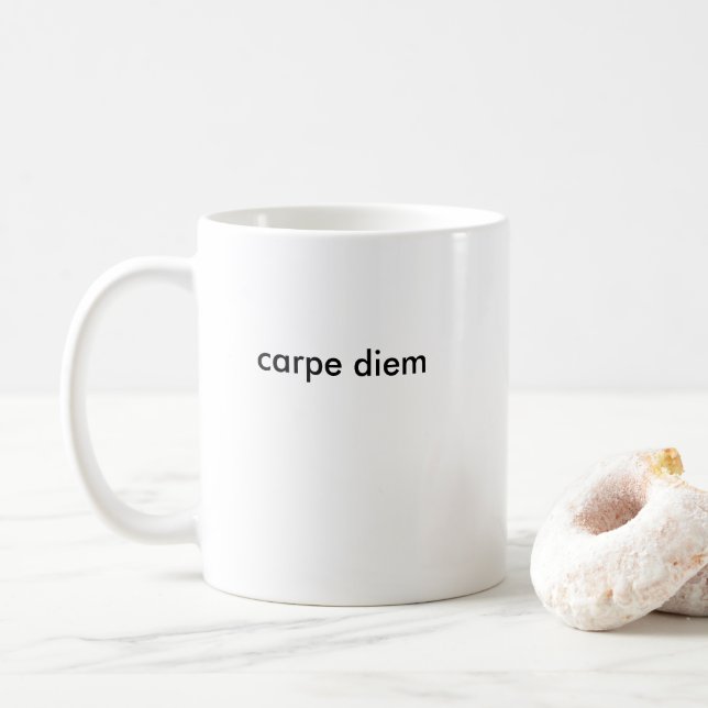 Carpe Diem latin quote Coffee Mug (With Donut)