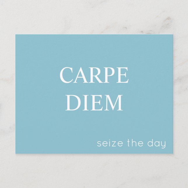 Carpe Diem Latin Quote Postcard - Turquoise (Front)