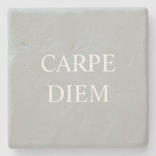 Carpe Diem Latin Quote Stone Coaster - Grey