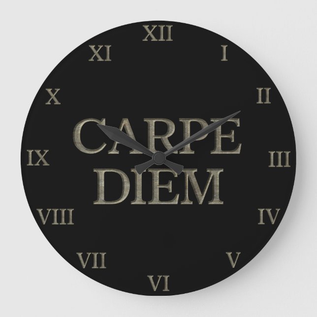 Carpe Diem noir horloge murale chiffres romains (Recto)