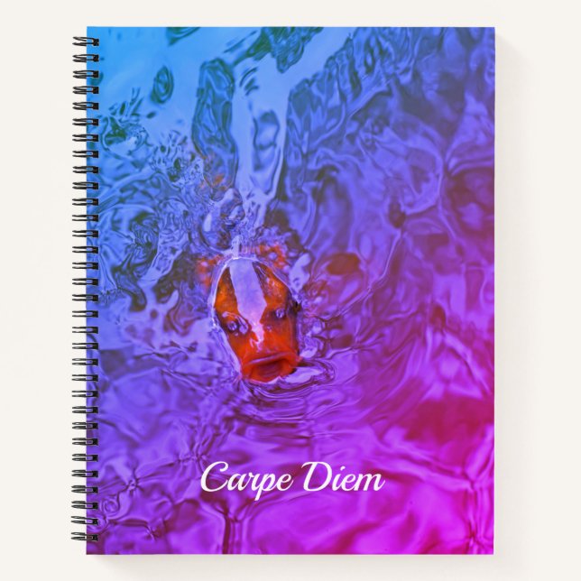 Carpe Diem Pond Fish Fun Photograph Notebook (Front)