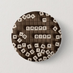 Carpe Diem Scrambled Letter Tiles 2 Inch Round Button