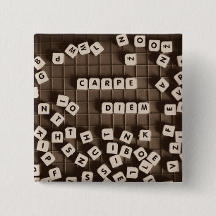 Carpe Diem Scrambled Letter Tiles 2 Inch Square Button