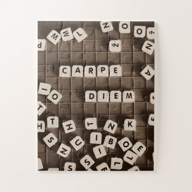 Carpe Diem Scrambled Letter Tiles Jigsaw Puzzle (Vertical)