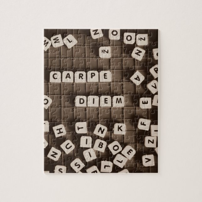 Carpe Diem Scrambled Letter Tiles Jigsaw Puzzle (Vertical)