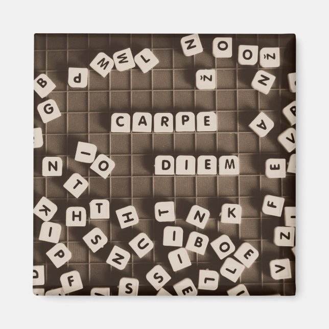 Carpe Diem Scrambled Letter Tiles Magnet (Front)